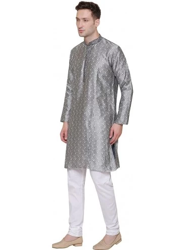 Sleep Sets Cotton Men's Kurta Pajama Set Indian Party Wear - Grey - CW185T985SA $42.61