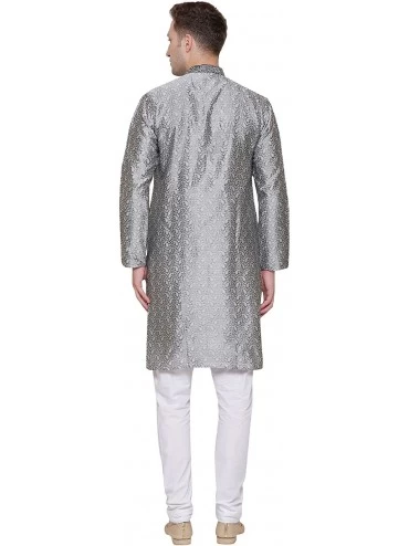 Sleep Sets Cotton Men's Kurta Pajama Set Indian Party Wear - Grey - CW185T985SA $42.61