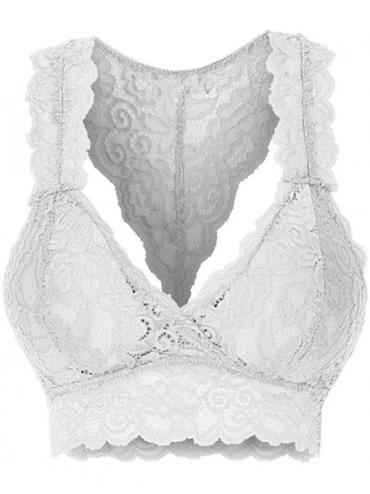 Bras Women Sexy Lace Push-up Bra Floral Underwear with Pad Everyday Bras - White - CI190X7QOIG $12.33