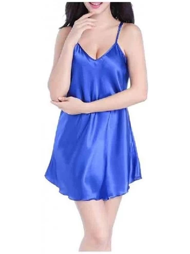 Nightgowns & Sleepshirts Women V Neck Charmeuse Mini Dress Sling Sexy Plus Size Nightgown - As5 - CH1900GXON5 $35.05