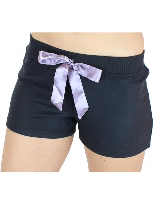 Bottoms Women's Ultra Soft Sleep Lounge Shorts with Satin Tie - Cute Comfy Style - Black - CJ18KCQLG09 $16.51