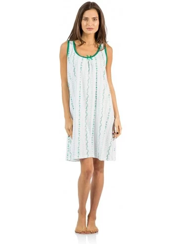 Nightgowns & Sleepshirts Women's Cotton Sleeveless Nightgown Chemise - Green - CM12NROG8LT $13.28