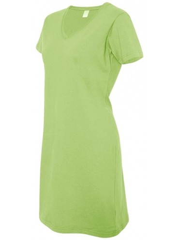 Nightgowns & Sleepshirts Ladies Fine Jersey V-Neck Coverup T-Shirt Beach and Lounge Dress - Key Lime - CR128GII8PD $69.91