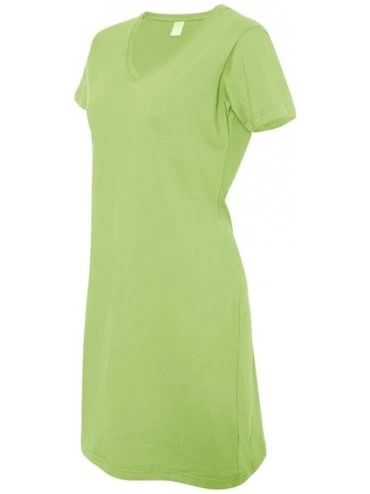 Nightgowns & Sleepshirts Ladies Fine Jersey V-Neck Coverup T-Shirt Beach and Lounge Dress - Key Lime - CR128GII8PD $36.58