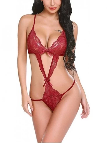 Baby Dolls & Chemises Womens Naughty Maid Uniform Sexy Lingerie Halter Lace Bodysuit Babydoll Featuring Lingerie - Style 5-wi...
