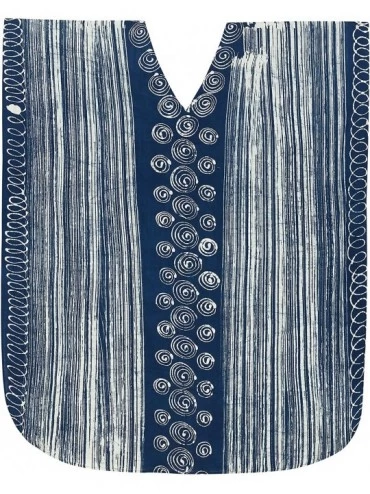Nightgowns & Sleepshirts Women's Maxi Caftan Kimono Dresses Loungewear Cover Ups Hand Batik A - Blue_x564 - CB11EQK1VP5 $29.56