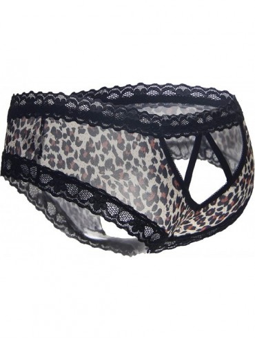 Panties Sexy V-Back Open Crotch Panties - Leopard - CY12NZ1YF4X $24.71