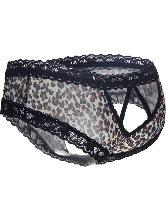 Panties Sexy V-Back Open Crotch Panties - Leopard - CY12NZ1YF4X $11.75