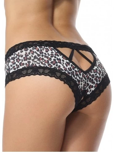 Panties Sexy V-Back Open Crotch Panties - Leopard - CY12NZ1YF4X $11.75