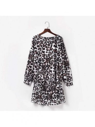 Sets Womens Fashion Homewear Two Piece Tie Dye/Leopard/Gradient Long Sleeve Shorts Sets Tracksuit Sleepwear E Scenery Brown -...