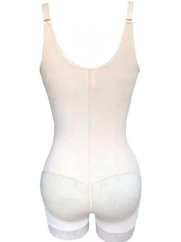 Shapewear Women Latex Body Shaper Open Bust Shapewear Bodysuit Waist Trainer Tummy Control Compression Underwear - Beige - C7...