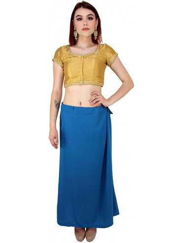 Slips Blue Sari Petticoat Stitched Indian Saree Petticoat for Women Adjustable Waist Sari Skirt - CH18AKW589W $44.55