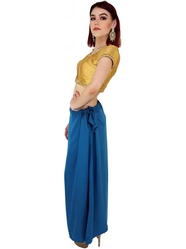 Slips Blue Sari Petticoat Stitched Indian Saree Petticoat for Women Adjustable Waist Sari Skirt - CH18AKW589W $22.55