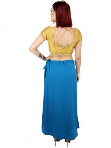 Slips Blue Sari Petticoat Stitched Indian Saree Petticoat for Women Adjustable Waist Sari Skirt - CH18AKW589W $41.33