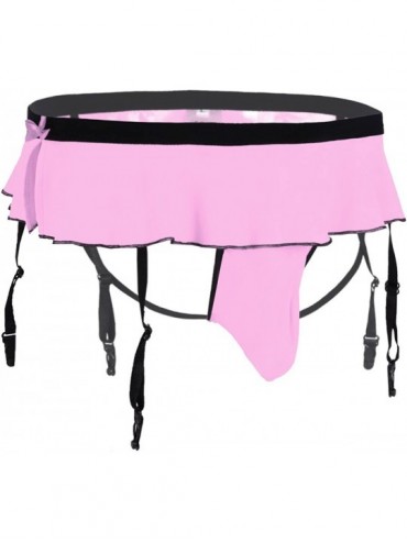Bikinis Men's Sissy Pouch Panties Garter Underwear Mooning Ruffle Skirted Crossdress Bikini Briefs - Pink - CG1863UH5Z3 $36.72