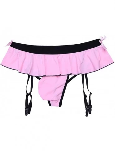 Bikinis Men's Sissy Pouch Panties Garter Underwear Mooning Ruffle Skirted Crossdress Bikini Briefs - Pink - CG1863UH5Z3 $18.15