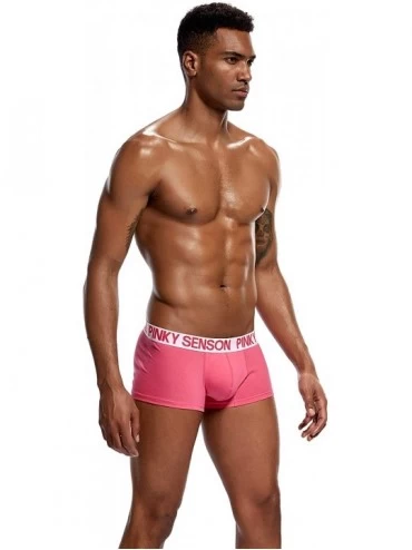 Boxer Briefs Mens Boxer Briefs Cotton Underwear Breathable Big and Tall Men Underwear - Pink - C018A6S7S4X $15.84