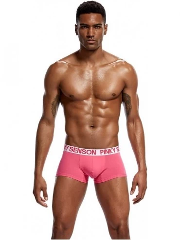 Boxer Briefs Mens Boxer Briefs Cotton Underwear Breathable Big and Tall Men Underwear - Pink - C018A6S7S4X $15.84