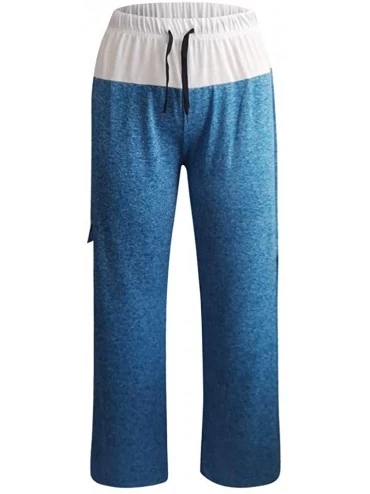 Nightgowns & Sleepshirts Women Drawstring Wide Leg High Waist Long Loose Casual Pants Yoga Trousers - Blue - C0198404XWT $20.89