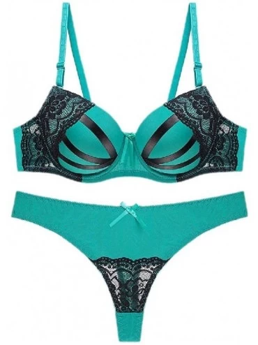 Bras Women Comfort Lace Lingerie Push Up Bra and Panties Set - Green - CR18UASD5I9 $22.87