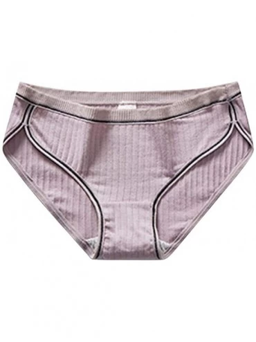 Panties Women Sexy Pure Cotton Knickers Sexy Breathable Thread Underpants Underwear - Gray - CV18WI7UH4Q $22.84