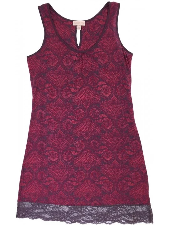 Nightgowns & Sleepshirts Cotton/Rayon Nightgown- Crimson Small - CB19CDTCAW8 $19.39