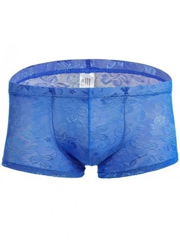 Briefs Pouch Panties Men's Silky Lace Thong Briefs Bikini Underwear for Men See Through Hollow Lingerie - Blue - CP19DHRWCI0 ...