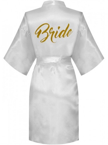 Robes Women Bride Bridesmaid Gold Glittering One Size Robe for Wedding Party Getting Ready- Short - White - CR18QA7UO5E $30.68