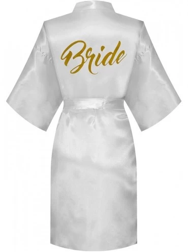Robes Women Bride Bridesmaid Gold Glittering One Size Robe for Wedding Party Getting Ready- Short - White - CR18QA7UO5E $28.81
