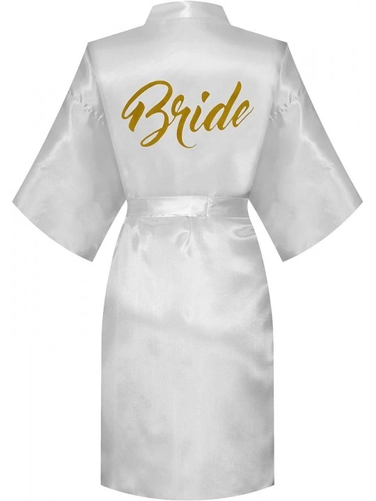 Robes Women Bride Bridesmaid Gold Glittering One Size Robe for Wedding Party Getting Ready- Short - White - CR18QA7UO5E $15.34