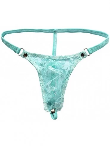 G-Strings & Thongs Men's Bikini Briefs Floral Lace Sexy G-String Thongs See Through Panties Unerwear - Blue - CO190O04RD0 $29.59