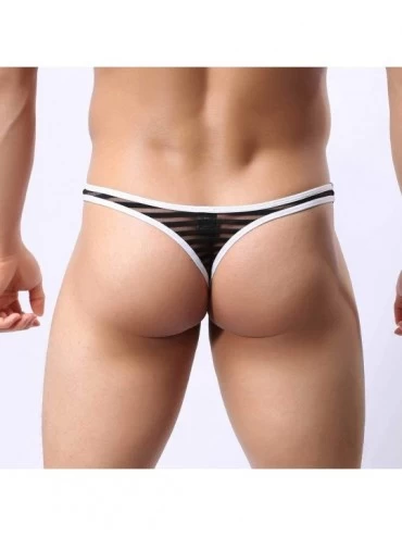 G-Strings & Thongs Mens See Through Underwear Sexy Bulge Pouch Bikini Thong Stretch Panties - 3-pack Black - CT193QCUT73 $16.20