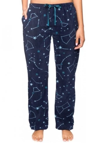 Sets Twin Boat Womens Fleece Pajama Set - Warm Pajamas for Winter - Constellations Navy/Teal - CM18EOKEIWE $26.40