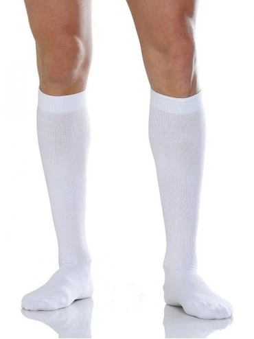 Shapewear 15-20 mmHg Moderate Compression Men's Compression Travel Socks. Fine Cotton Italian Made Quality. - White - C21857R...