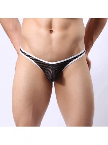 G-Strings & Thongs Mens See Through Underwear Sexy Bulge Pouch Bikini Thong Stretch Panties - 3-pack Black - CT193QCUT73 $31.67