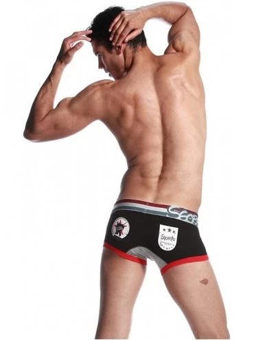 Boxer Briefs Sexy Trunk Boxer Brief Underwear Mens 4 Colors - 2519 Black - CA11NDW35LZ $17.45