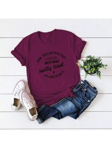 Thermal Underwear Fashion Women's Plus Size Cotton T-Shirt Casual Top O-Neck Short Sleeve - Wine - CP19645ED78 $16.04