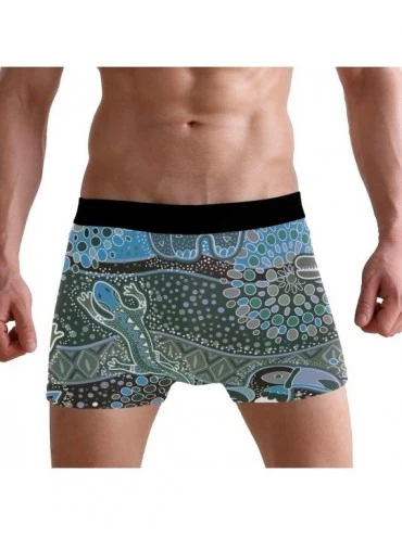 Boxer Briefs Mens Boxer Briefs Underwear Breathable Pouch Soft Underwear - Aquatic Flames - CT18ARHG8Q9 $30.70