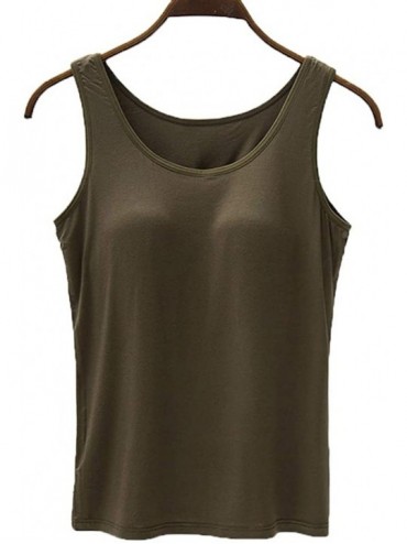 Camisoles & Tanks Women's Modal Built-in Bra Padded Active Camisole Short Sleeves Pajama Casual Tops T-Shirt - 112 Army Green...