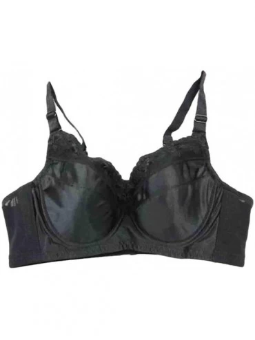 Bras Women Push-up Lace Trim Full Cup Padded Underwire Bra - Black - CO18XZD7R24 $45.04