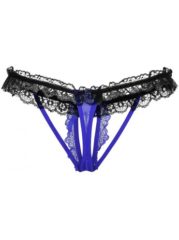 Bras Fashion Delicate Women Translucent Underwear Sheer Lace Tank Lace Sexy Underpant - Blue - C7196HDKETK $24.44