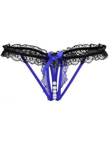 Bras Fashion Delicate Women Translucent Underwear Sheer Lace Tank Lace Sexy Underpant - Blue - C7196HDKETK $8.69