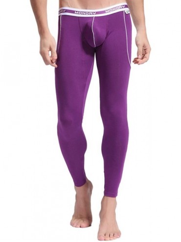 Thermal Underwear Men's Lightweight Bamboo Fiber Wicking Thermal Pant - Purple - C818IEASMR4 $43.34