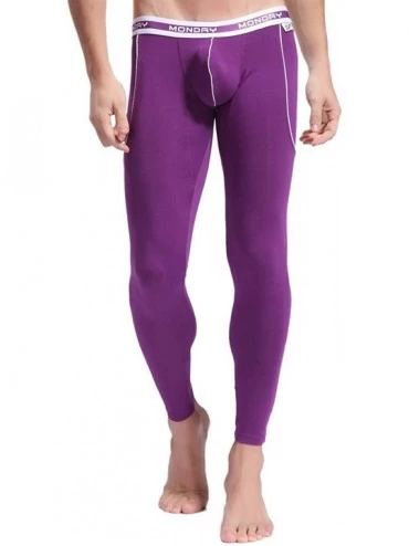 Thermal Underwear Men's Lightweight Bamboo Fiber Wicking Thermal Pant - Purple - C818IEASMR4 $36.11