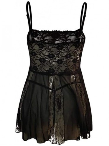 Accessories Women Lace Nightdress New Plus Size Lingerie Temptation Underwear Sleepdress - Black - CW199AYQSID $30.15