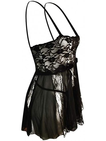Accessories Women Lace Nightdress New Plus Size Lingerie Temptation Underwear Sleepdress - Black - CW199AYQSID $30.15
