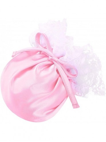 Briefs Men's Sissy Satin Lace Bulge Pouch Panties C-String Briefs Crossdress Underwear - Pink - CZ19DLTN59O $34.79