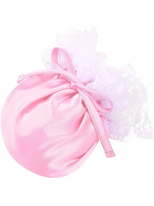 Briefs Men's Sissy Satin Lace Bulge Pouch Panties C-String Briefs Crossdress Underwear - Pink - CZ19DLTN59O $19.37