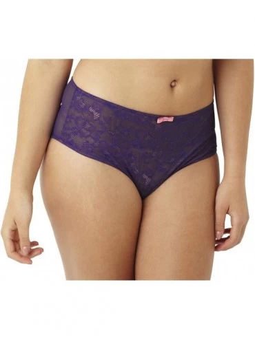 Panties Women's Plus Size Pure Lace Full Brief Panty - Purple/Pink - CR11P9ADV03 $30.81