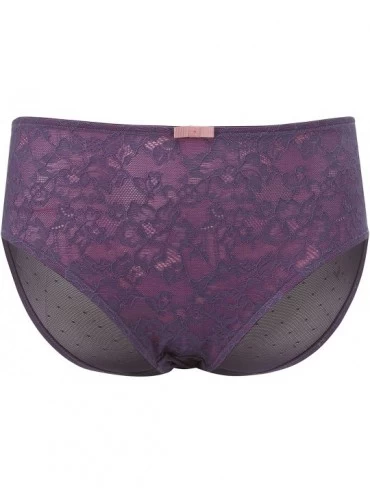 Panties Women's Plus Size Pure Lace Full Brief Panty - Purple/Pink - CR11P9ADV03 $21.10